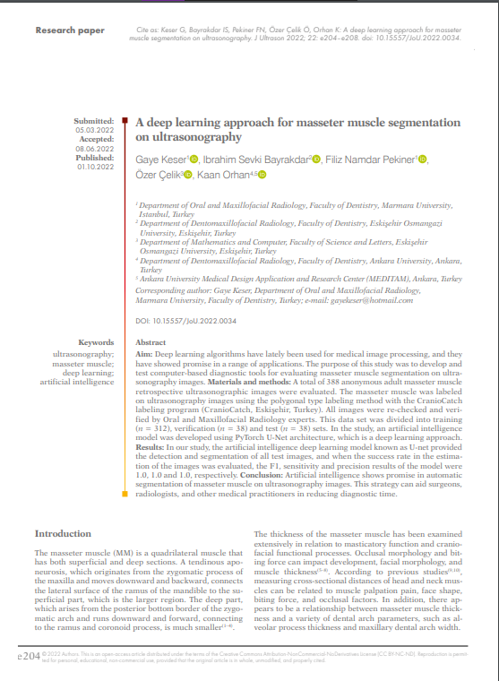 A deep learning approach for masseter muscle segmentation on ultrasonography