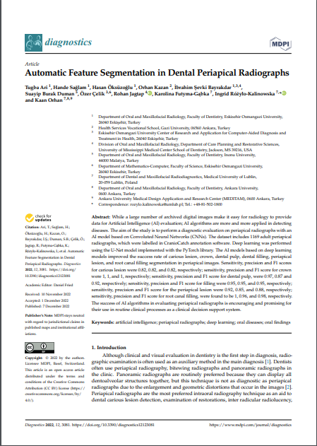 Automatic Feature Segmentation in Dental Periapical Radiographs