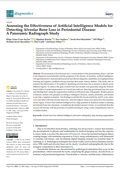 Periodontal Hastalıklarda Alveolar Kemik Kaybını Tespit Etmek İçin Yapay Zeka Modellerinin Etkinliğinin Değerlendirilmesi