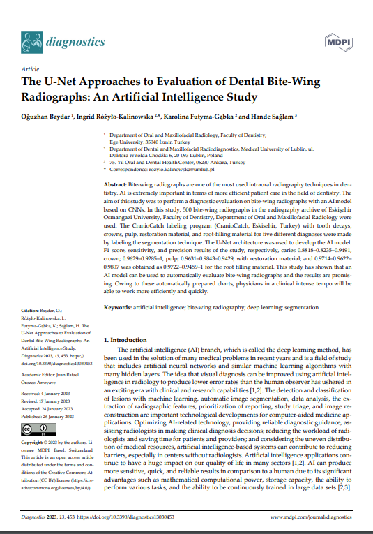 Dental Bite-Wing Radyograflarının Değerlendirilmesinde U-Net Yaklaşımları: Bir Yapay Zeka Çalışması