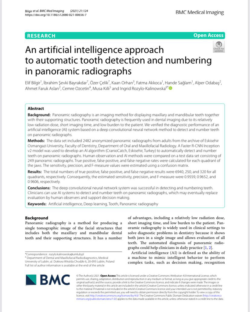 An Artificial Intelligence approach to automatic tooth detection and numbering in panoramic radiographs