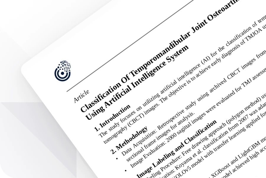 Yapay Zeka Sistemi Kullanarak Konik Işın Bilgisayarlı Tomografi Görüntülerinde Temporomandibular Eklem Osteoartritinin Sınıflandırılması