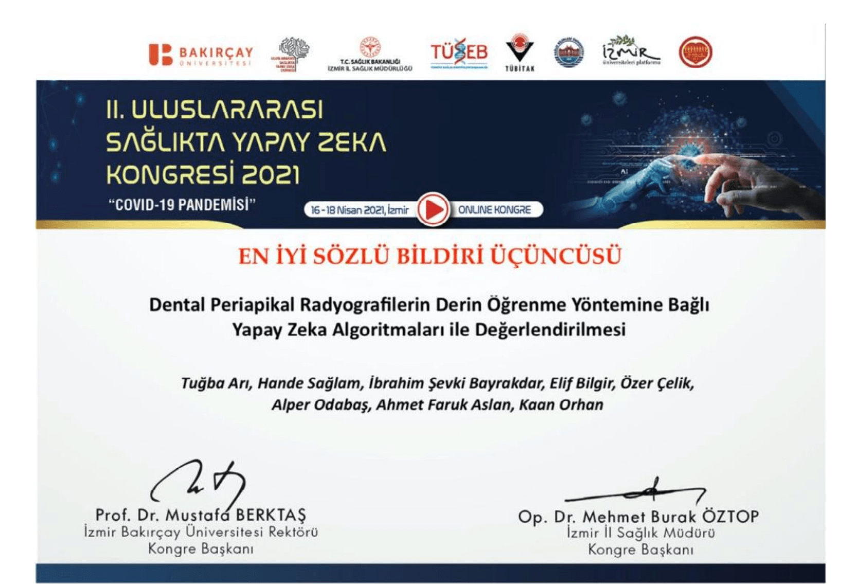 CranioCath uluslararası sağlıkta yapay zeka kongresinde ödülünü aldı.