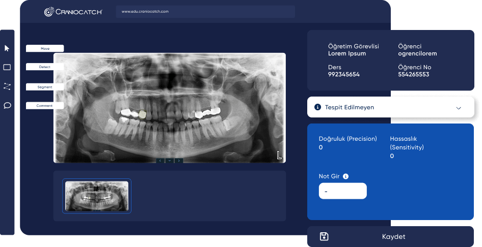 Exam test with CranioCatch training module